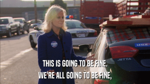 THIS IS GOING TO BE FINE. WE'RE ALL GOING TO BE FINE, 