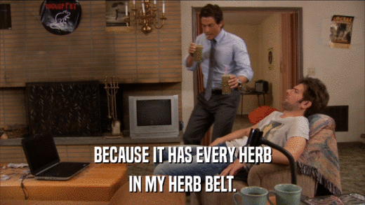 BECAUSE IT HAS EVERY HERB IN MY HERB BELT. 