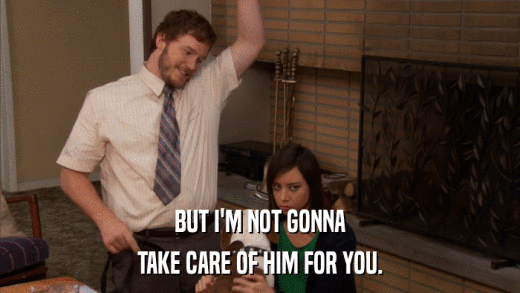 BUT I'M NOT GONNA TAKE CARE OF HIM FOR YOU. 