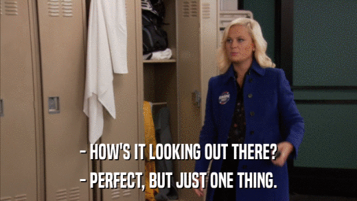 - HOW'S IT LOOKING OUT THERE? - PERFECT, BUT JUST ONE THING. 
