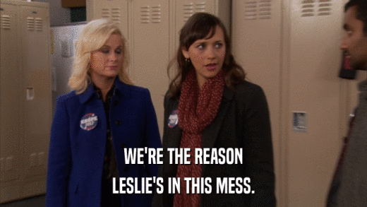 WE'RE THE REASON LESLIE'S IN THIS MESS. 