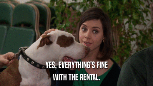 YES, EVERYTHING'S FINE WITH THE RENTAL. 