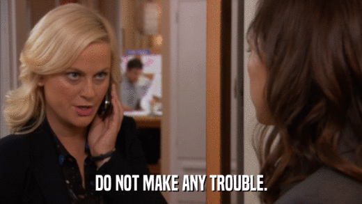 DO NOT MAKE ANY TROUBLE.  