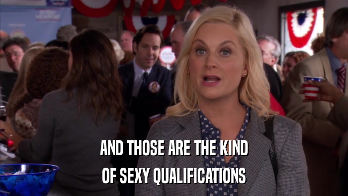 AND THOSE ARE THE KIND OF SEXY QUALIFICATIONS 