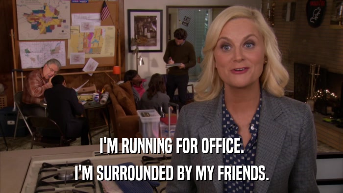 I'M RUNNING FOR OFFICE. I'M SURROUNDED BY MY FRIENDS. 