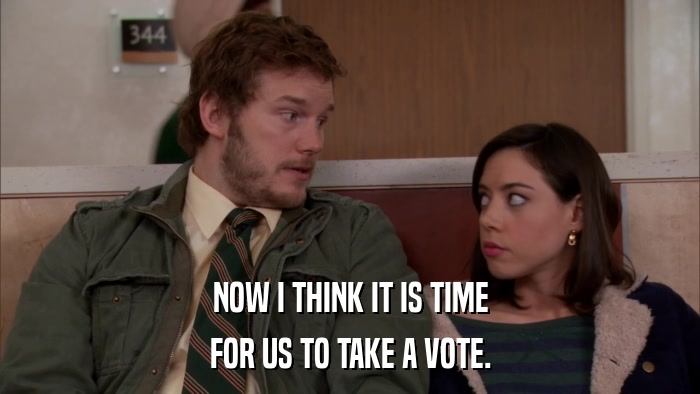 NOW I THINK IT IS TIME FOR US TO TAKE A VOTE. 