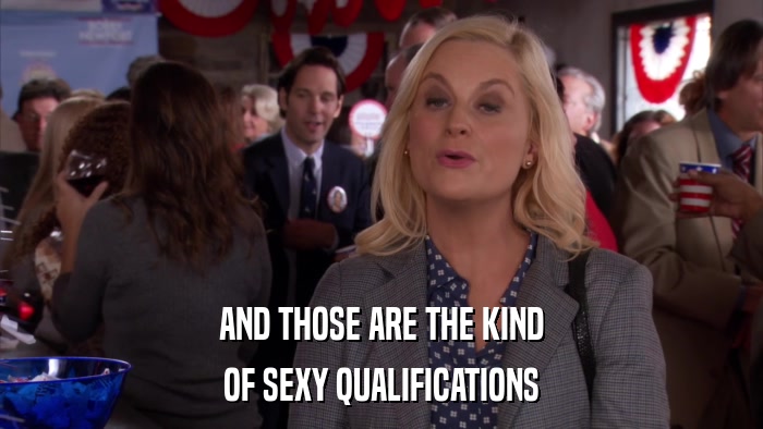 AND THOSE ARE THE KIND OF SEXY QUALIFICATIONS 