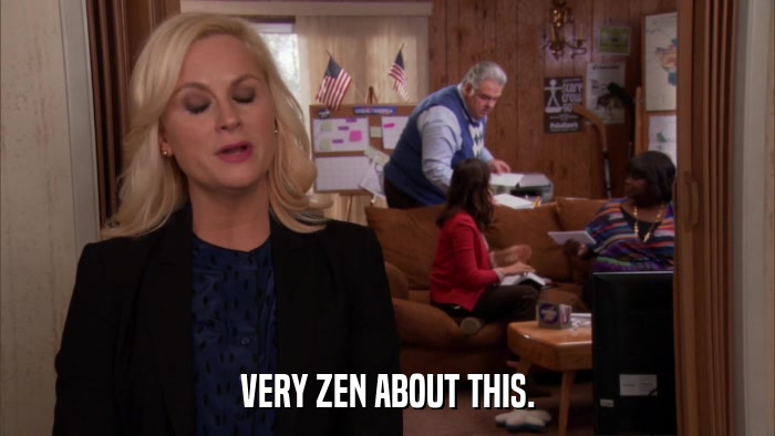 VERY ZEN ABOUT THIS.  