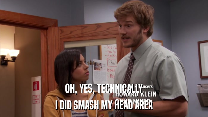 OH, YES, TECHNICALLY I DID SMASH MY HEAD AREA 