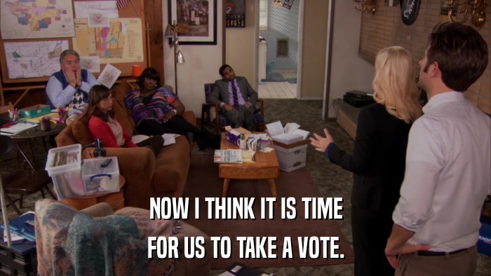 NOW I THINK IT IS TIME FOR US TO TAKE A VOTE. 