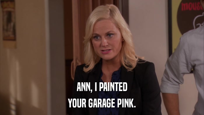 ANN, I PAINTED YOUR GARAGE PINK. 