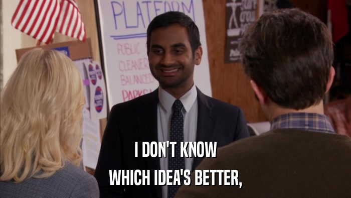 I DON'T KNOW WHICH IDEA'S BETTER, 