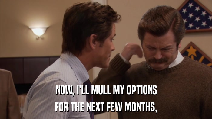 NOW, I'LL MULL MY OPTIONS FOR THE NEXT FEW MONTHS, 