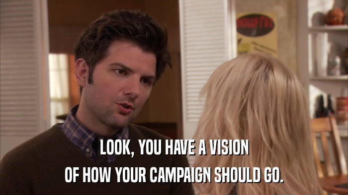 LOOK, YOU HAVE A VISION OF HOW YOUR CAMPAIGN SHOULD GO. 