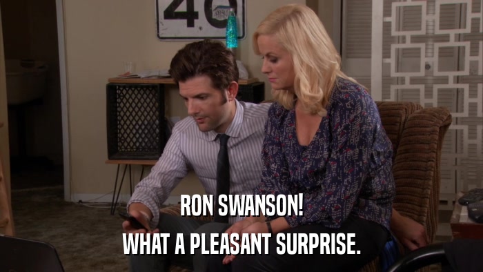 RON SWANSON! WHAT A PLEASANT SURPRISE. 