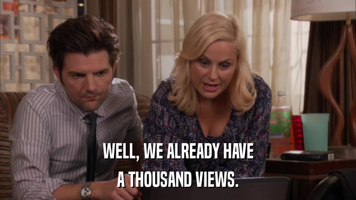 WELL, WE ALREADY HAVE A THOUSAND VIEWS. 