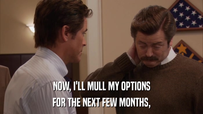 NOW, I'LL MULL MY OPTIONS FOR THE NEXT FEW MONTHS, 