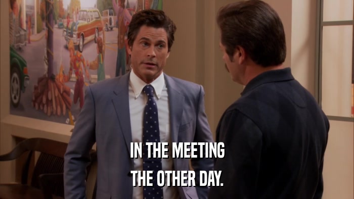 IN THE MEETING THE OTHER DAY. 