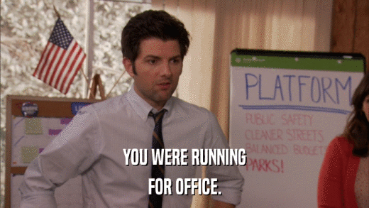 YOU WERE RUNNING FOR OFFICE. 