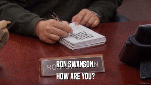 RON SWANSON. HOW ARE YOU? 