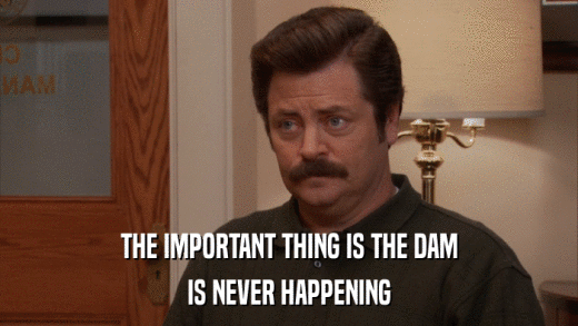 THE IMPORTANT THING IS THE DAM IS NEVER HAPPENING 