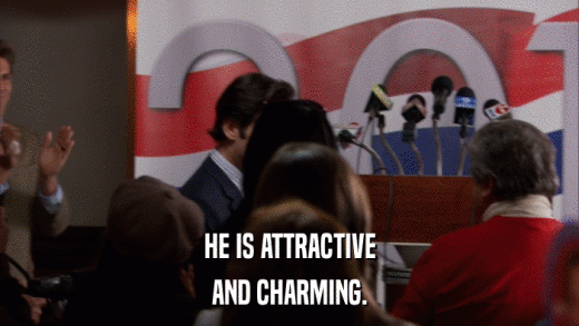HE IS ATTRACTIVE AND CHARMING. 