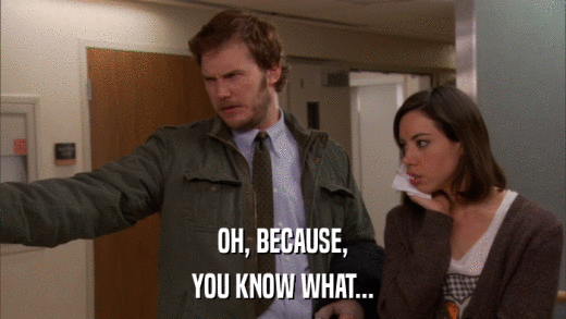 OH, BECAUSE, YOU KNOW WHAT... 