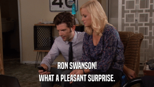 RON SWANSON! WHAT A PLEASANT SURPRISE. 