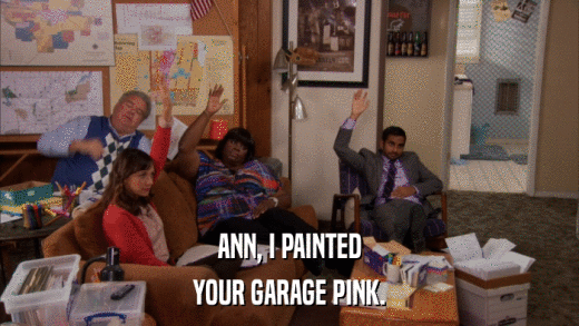 ANN, I PAINTED YOUR GARAGE PINK. 