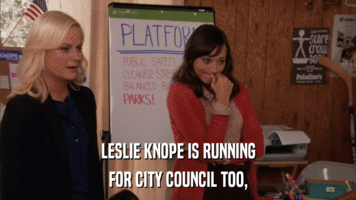 LESLIE KNOPE IS RUNNING FOR CITY COUNCIL TOO, 