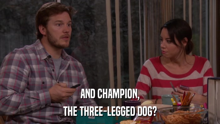AND CHAMPION, THE THREE-LEGGED DOG? 