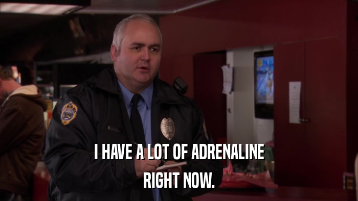 I HAVE A LOT OF ADRENALINE RIGHT NOW. 