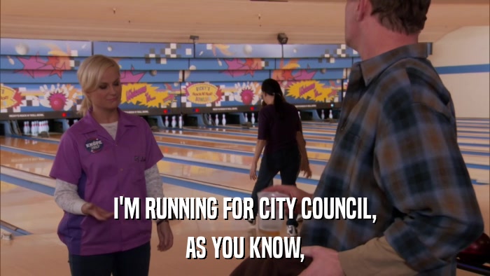 I'M RUNNING FOR CITY COUNCIL, AS YOU KNOW, 