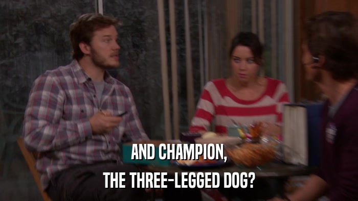 AND CHAMPION, THE THREE-LEGGED DOG? 