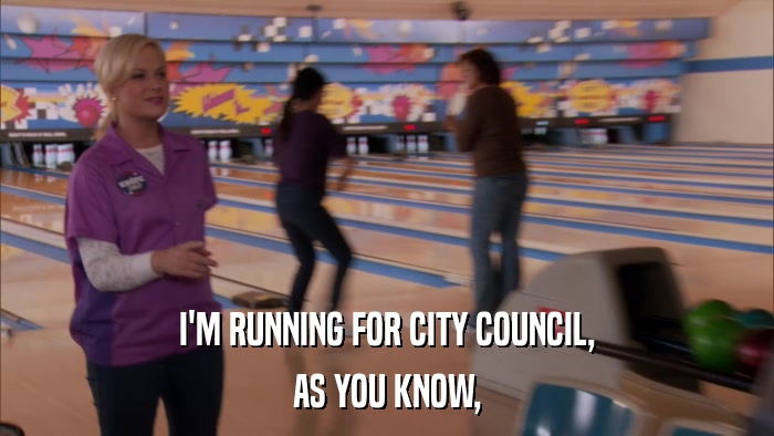 I'M RUNNING FOR CITY COUNCIL, AS YOU KNOW, 