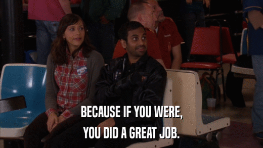 BECAUSE IF YOU WERE, YOU DID A GREAT JOB. 