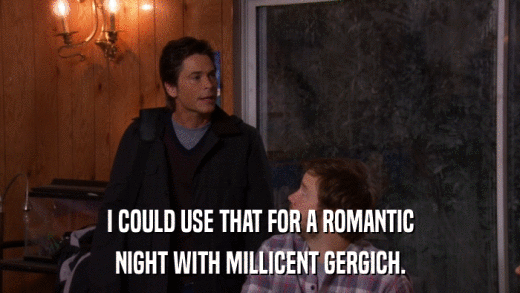 I COULD USE THAT FOR A ROMANTIC NIGHT WITH MILLICENT GERGICH. 