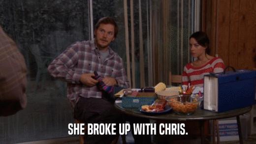 SHE BROKE UP WITH CHRIS.  