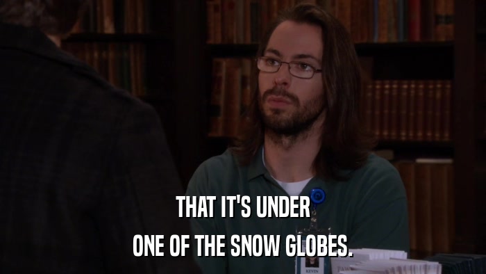 THAT IT'S UNDER ONE OF THE SNOW GLOBES. 