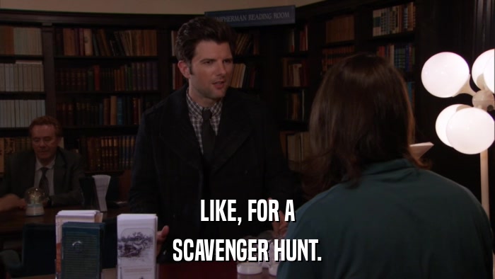 LIKE, FOR A SCAVENGER HUNT. 