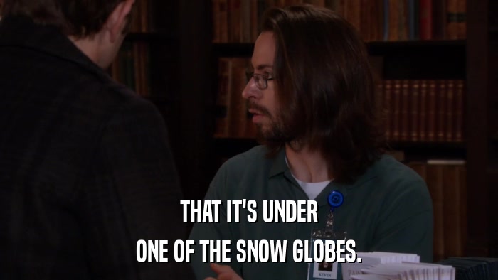 THAT IT'S UNDER ONE OF THE SNOW GLOBES. 