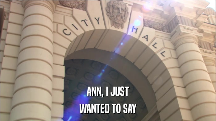 ANN, I JUST WANTED TO SAY 
