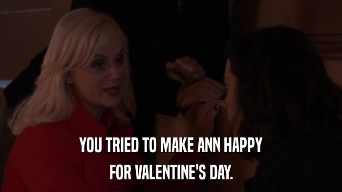 YOU TRIED TO MAKE ANN HAPPY FOR VALENTINE'S DAY. 