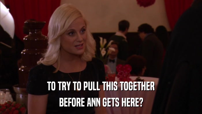 TO TRY TO PULL THIS TOGETHER BEFORE ANN GETS HERE? 