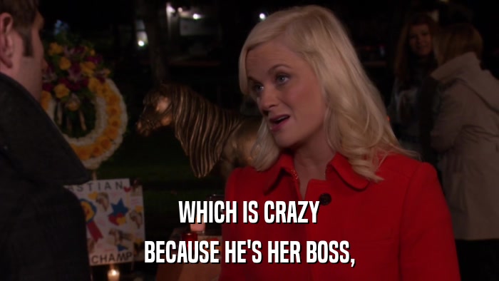 WHICH IS CRAZY BECAUSE HE'S HER BOSS, 