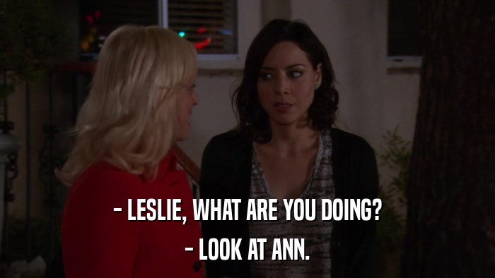 - LESLIE, WHAT ARE YOU DOING? - LOOK AT ANN. 