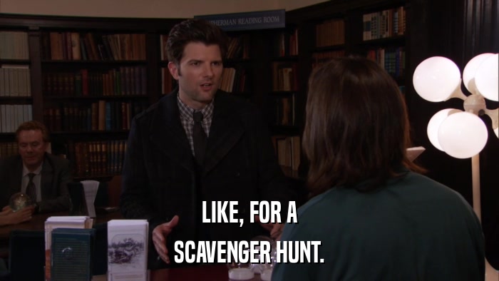 LIKE, FOR A SCAVENGER HUNT. 