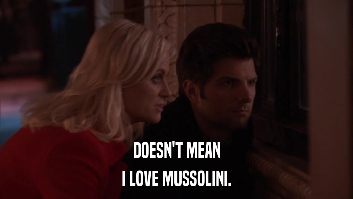 DOESN'T MEAN I LOVE MUSSOLINI. 