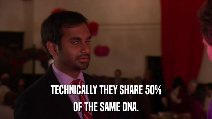 TECHNICALLY THEY SHARE 50% OF THE SAME DNA. 