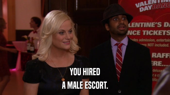 YOU HIRED A MALE ESCORT. 